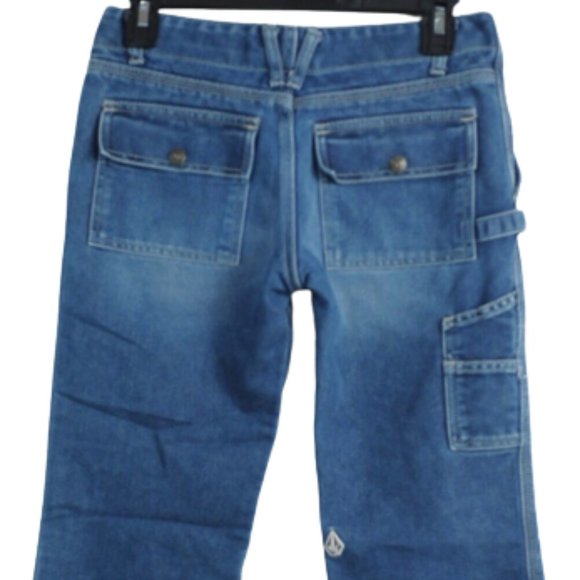 VOLCOM Stone Women's Size 1 Blue Denim Cropped Jeans Medium Wash - Picture 1 of 6